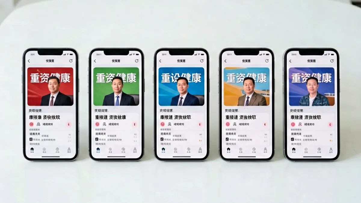 www.狠狠爱 - 多部手机并排展示不同资讯 App 的界面截图，用于对比各平台内容质量与推荐算法差异